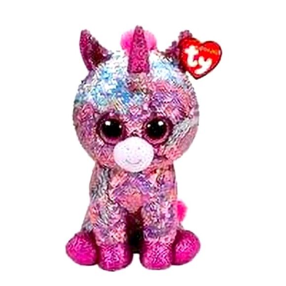 Ty Beanie FLIPPABLES Sparkle Pink Unicorn Sequin Medium Plush Stuffed Animal Toy - Picture 1 of 13